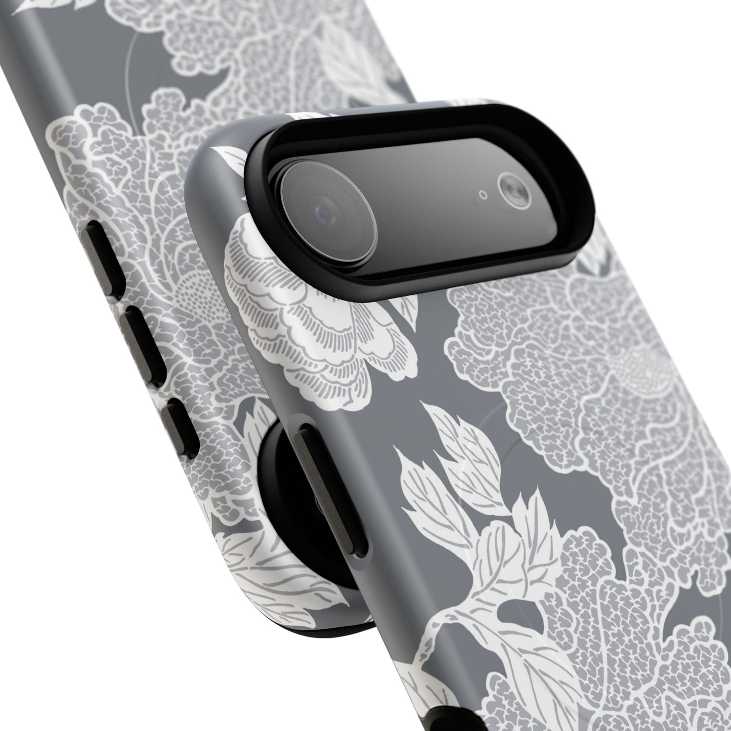 MagSafeタフケース - Deco Peony (グレー) | iPhone 17 / iPhone 17 Air / iPhone 17 Pro / iPhone 17 Pro Max