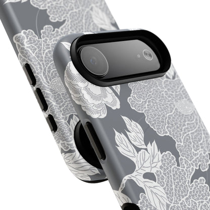 MagSafeタフケース - Deco Peony (グレー) | iPhone 17 / iPhone 17 Air / iPhone 17 Pro / iPhone 17 Pro Max