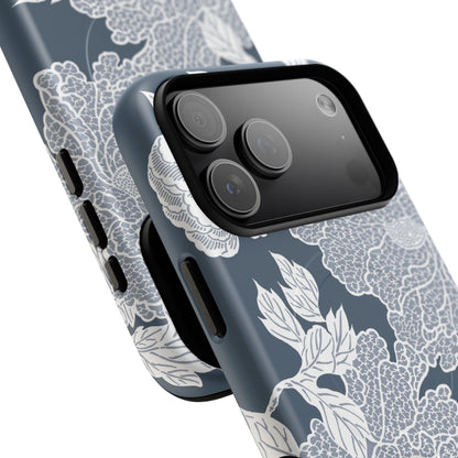 MagSafeタフケース - Deco Peony (ブルー) | iPhone 17 / iPhone 17 Air / iPhone 17 Pro / iPhone 17 Pro Max