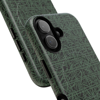MagSafeタフケース - Bamboo Grid (グリーン/ブラック) | iPhone 17 / iPhone 17 Air / iPhone 17 Pro / iPhone 17 Pro Max