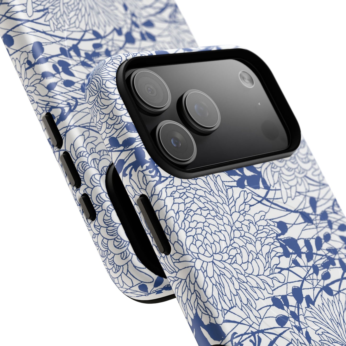 MagSafeタフケース - Chrysanthemums (ブルー/ホワイト) | iPhone 17 / iPhone 17 Air / iPhone 17 Pro / iPhone 17 Pro Max