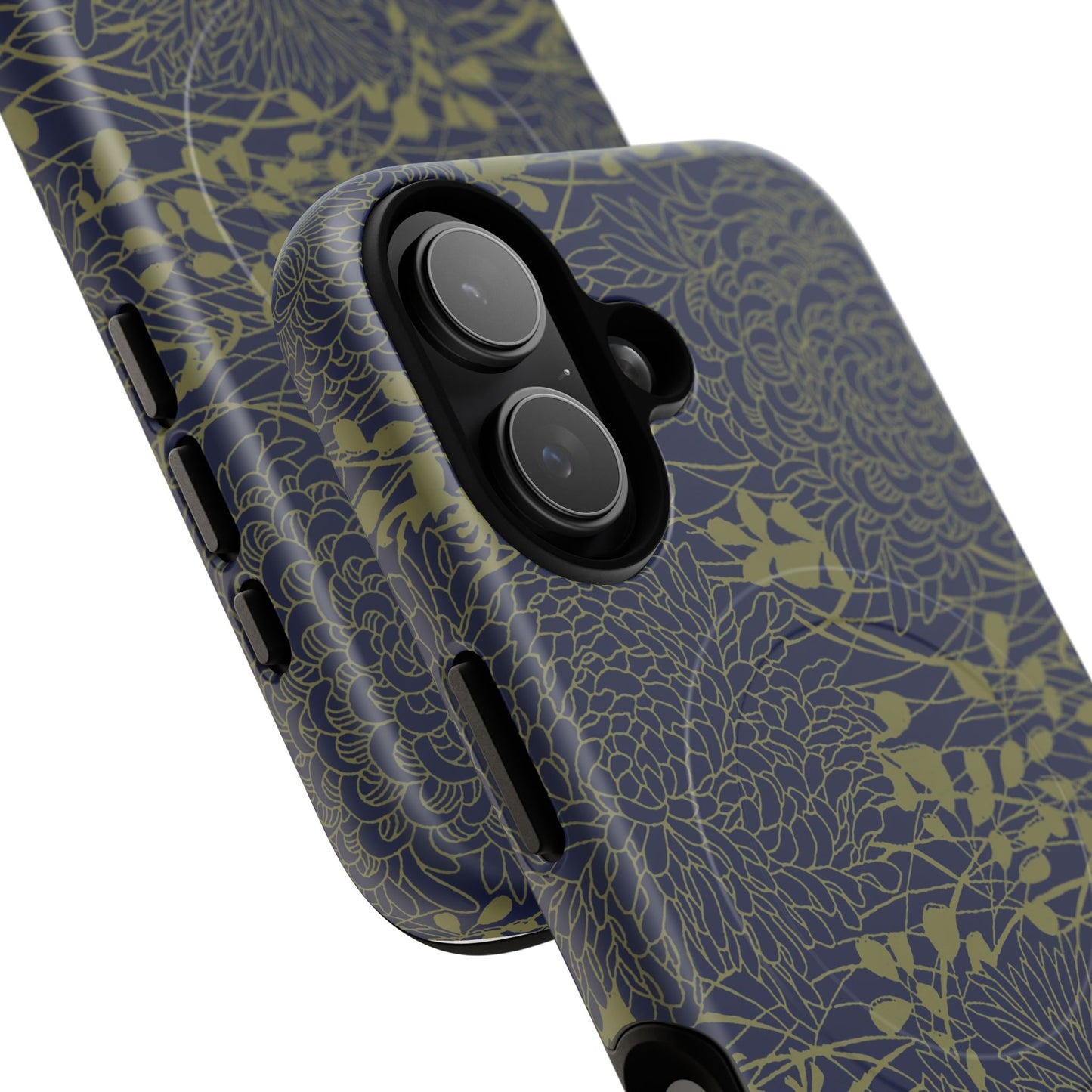 MagSafeタフケース - Chrysanthemums (オリーブ/ダークブルー) | iPhone 17 / iPhone 17 Air / iPhone 17 Pro / iPhone 17 Pro Max