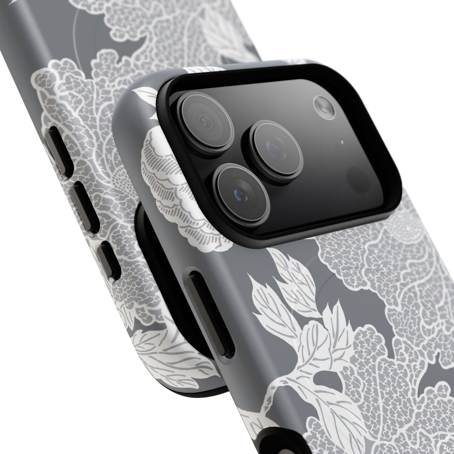 MagSafeタフケース - Deco Peony (グレー) | iPhone 17 / iPhone 17 Air / iPhone 17 Pro / iPhone 17 Pro Max