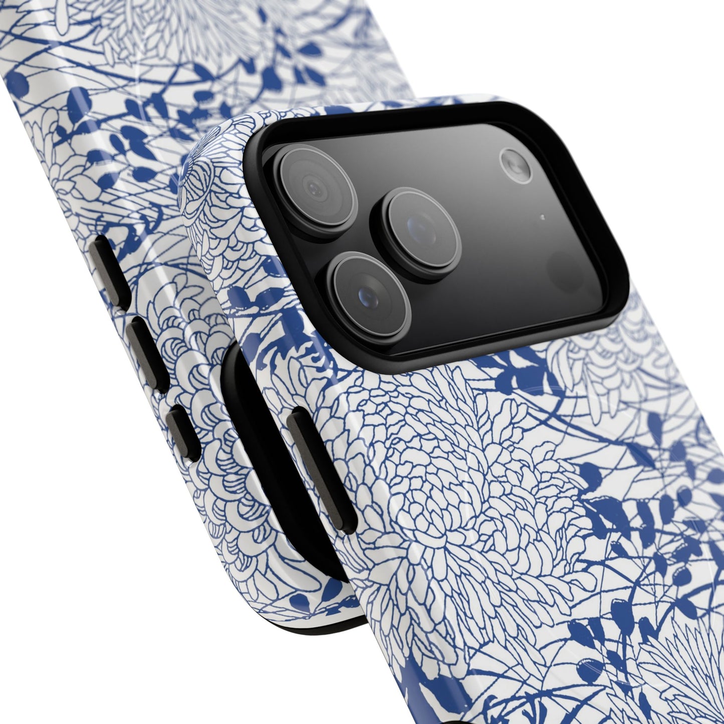 MagSafeタフケース - Chrysanthemums (ブルー/ホワイト) | iPhone 17 / iPhone 17 Air / iPhone 17 Pro / iPhone 17 Pro Max