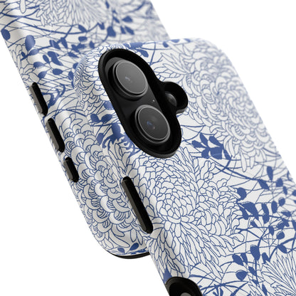 MagSafeタフケース - Chrysanthemums (ブルー/ホワイト) | iPhone 17 / iPhone 17 Air / iPhone 17 Pro / iPhone 17 Pro Max