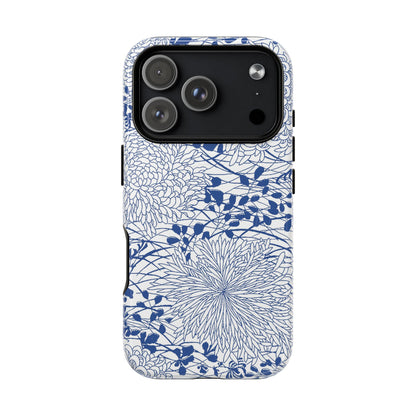 MagSafeタフケース - Chrysanthemums (ブルー/ホワイト) | iPhone 17 / iPhone 17 Air / iPhone 17 Pro / iPhone 17 Pro Max