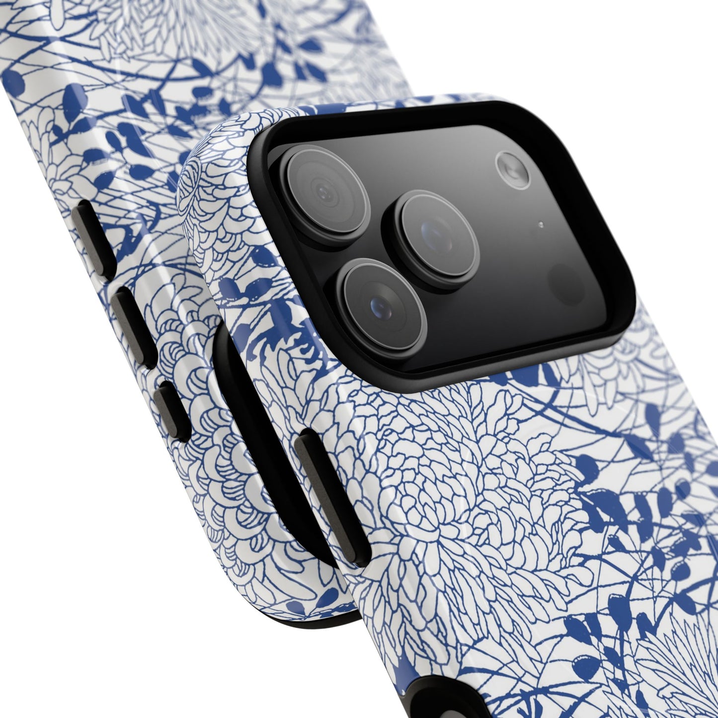 MagSafeタフケース - Chrysanthemums (ブルー/ホワイト) | iPhone 17 / iPhone 17 Air / iPhone 17 Pro / iPhone 17 Pro Max