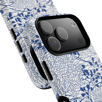 MagSafeタフケース - Chrysanthemums (ブルー/ホワイト) | iPhone 17 / iPhone 17 Air / iPhone 17 Pro / iPhone 17 Pro Max