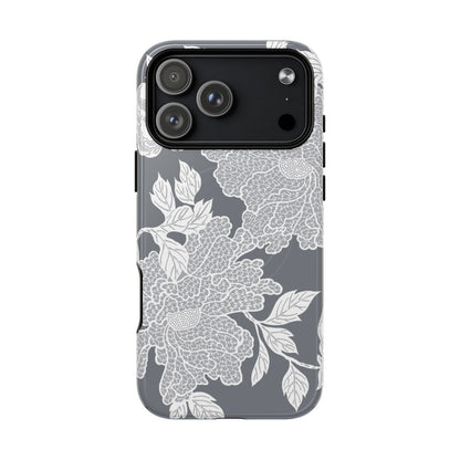 MagSafeタフケース - Deco Peony (グレー) | iPhone 17 / iPhone 17 Air / iPhone 17 Pro / iPhone 17 Pro Max