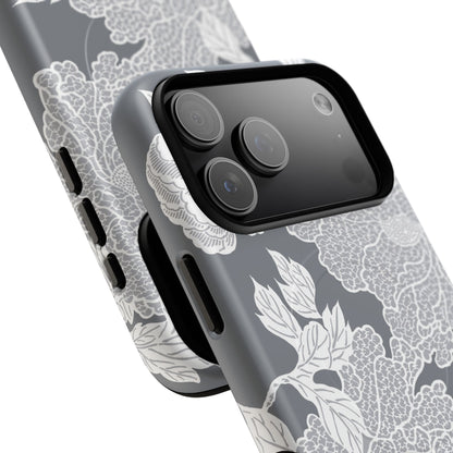 MagSafeタフケース - Deco Peony (グレー) | iPhone 17 / iPhone 17 Air / iPhone 17 Pro / iPhone 17 Pro Max