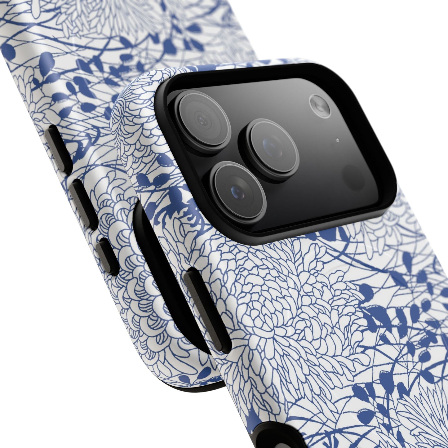 MagSafeタフケース - Chrysanthemums (ブルー/ホワイト) | iPhone 17 / iPhone 17 Air / iPhone 17 Pro / iPhone 17 Pro Max