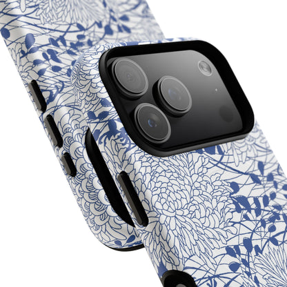 MagSafeタフケース - Chrysanthemums (ブルー/ホワイト) | iPhone 17 / iPhone 17 Air / iPhone 17 Pro / iPhone 17 Pro Max