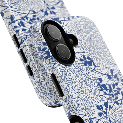 MagSafeタフケース - Chrysanthemums (ブルー/ホワイト) | iPhone 17 / iPhone 17 Air / iPhone 17 Pro / iPhone 17 Pro Max