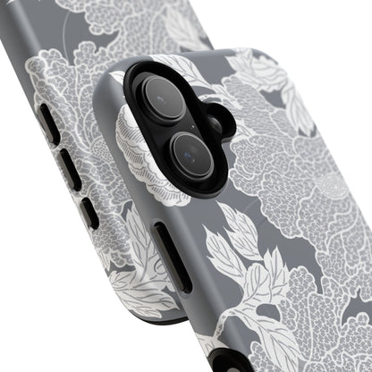 MagSafeタフケース - Deco Peony (グレー) | iPhone 17 / iPhone 17 Air / iPhone 17 Pro / iPhone 17 Pro Max