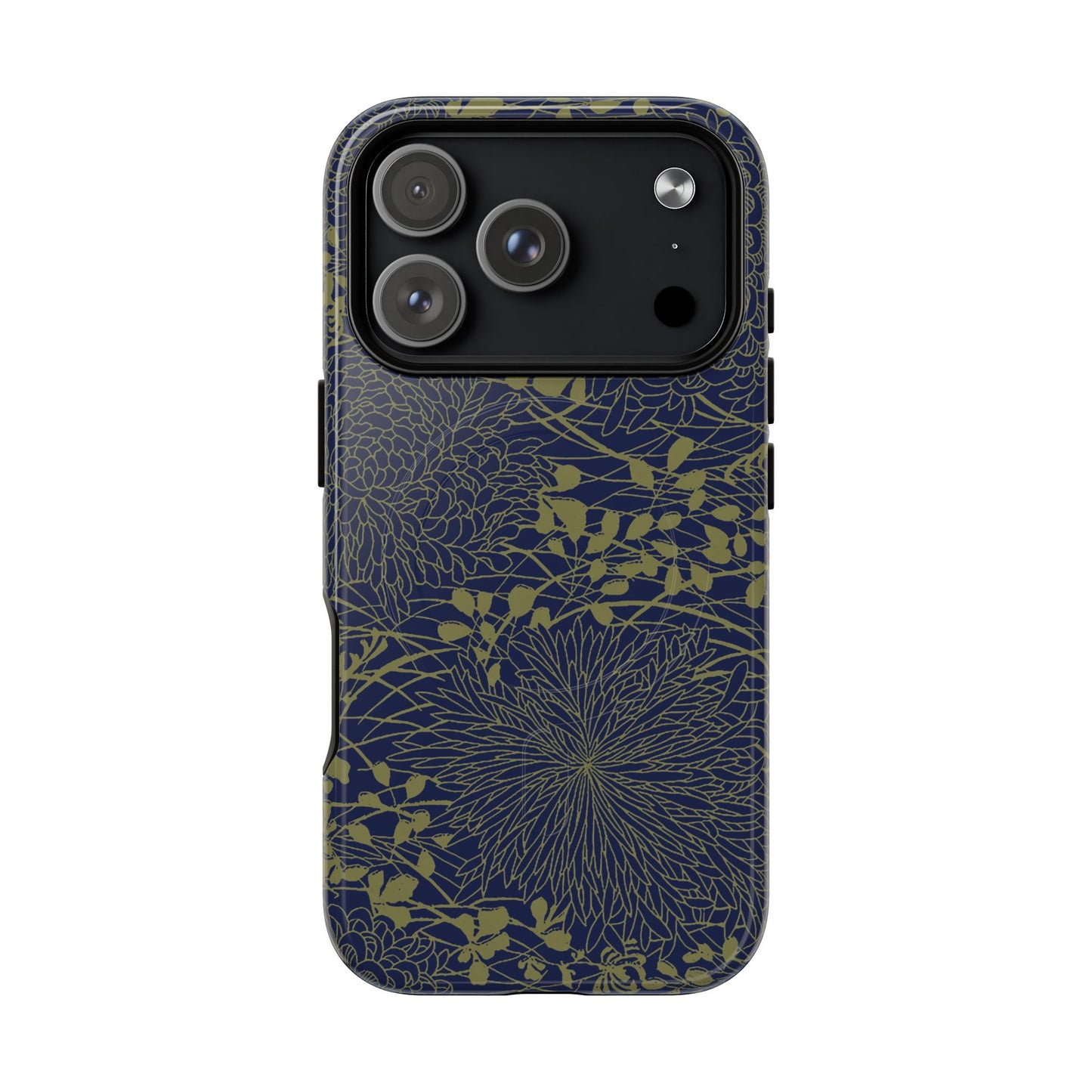 MagSafeタフケース - Chrysanthemums (オリーブ/ダークブルー) | iPhone 17 / iPhone 17 Air / iPhone 17 Pro / iPhone 17 Pro Max