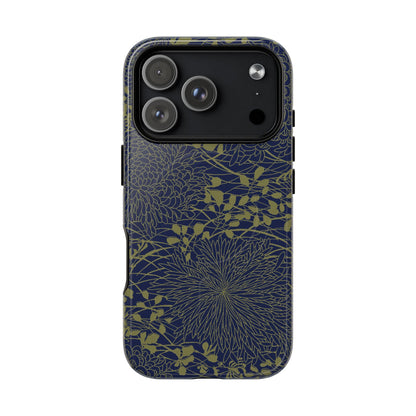 MagSafeタフケース - Chrysanthemums (オリーブ/ダークブルー) | iPhone 17 / iPhone 17 Air / iPhone 17 Pro / iPhone 17 Pro Max