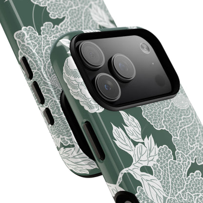 MagSafeタフケース - Deco Peony (グリーン) | iPhone 17 / iPhone 17 Air / iPhone 17 Pro / iPhone 17 Pro Max