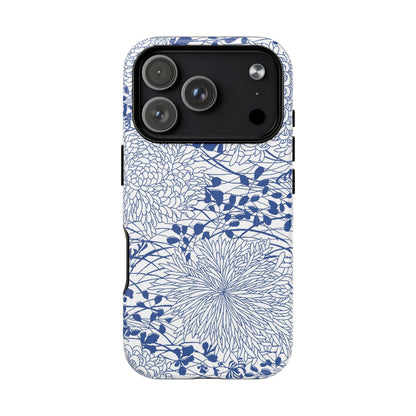 MagSafeタフケース - Chrysanthemums (ブルー/ホワイト) | iPhone 17 / iPhone 17 Air / iPhone 17 Pro / iPhone 17 Pro Max