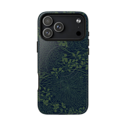 MagSafeタフケース - Chrysanthemums (グリーン/ブルー) | iPhone 17 / iPhone 17 Air / iPhone 17 Pro / iPhone 17 Pro Max