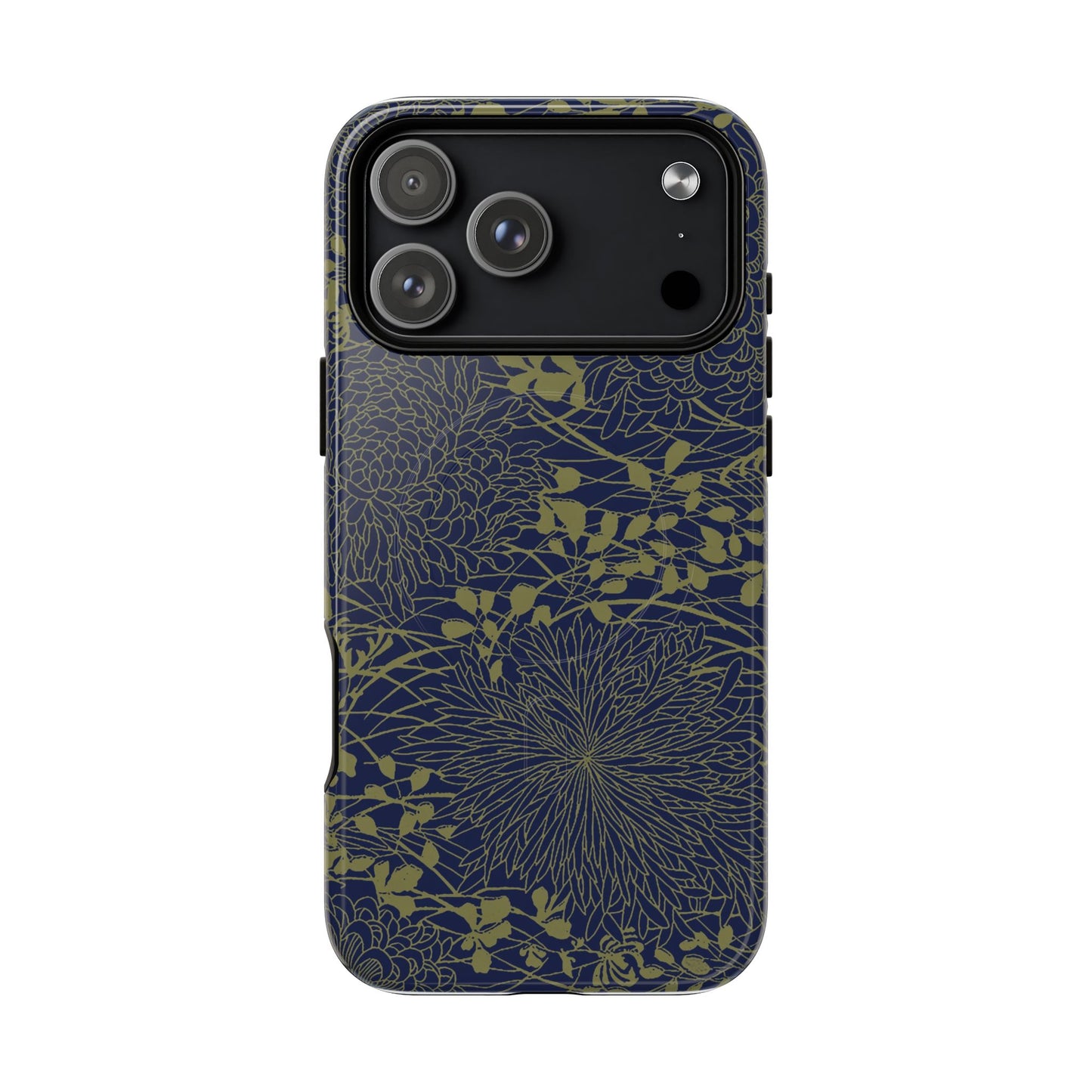 MagSafeタフケース - Chrysanthemums (オリーブ/ダークブルー) | iPhone 17 / iPhone 17 Air / iPhone 17 Pro / iPhone 17 Pro Max