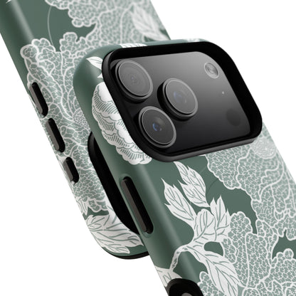 MagSafeタフケース - Deco Peony (グリーン) | iPhone 17 / iPhone 17 Air / iPhone 17 Pro / iPhone 17 Pro Max