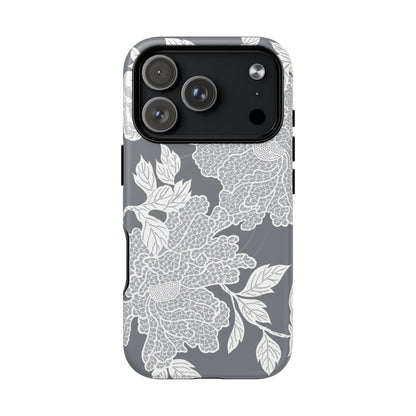 MagSafeタフケース - Deco Peony (グレー) | iPhone 17 / iPhone 17 Air / iPhone 17 Pro / iPhone 17 Pro Max