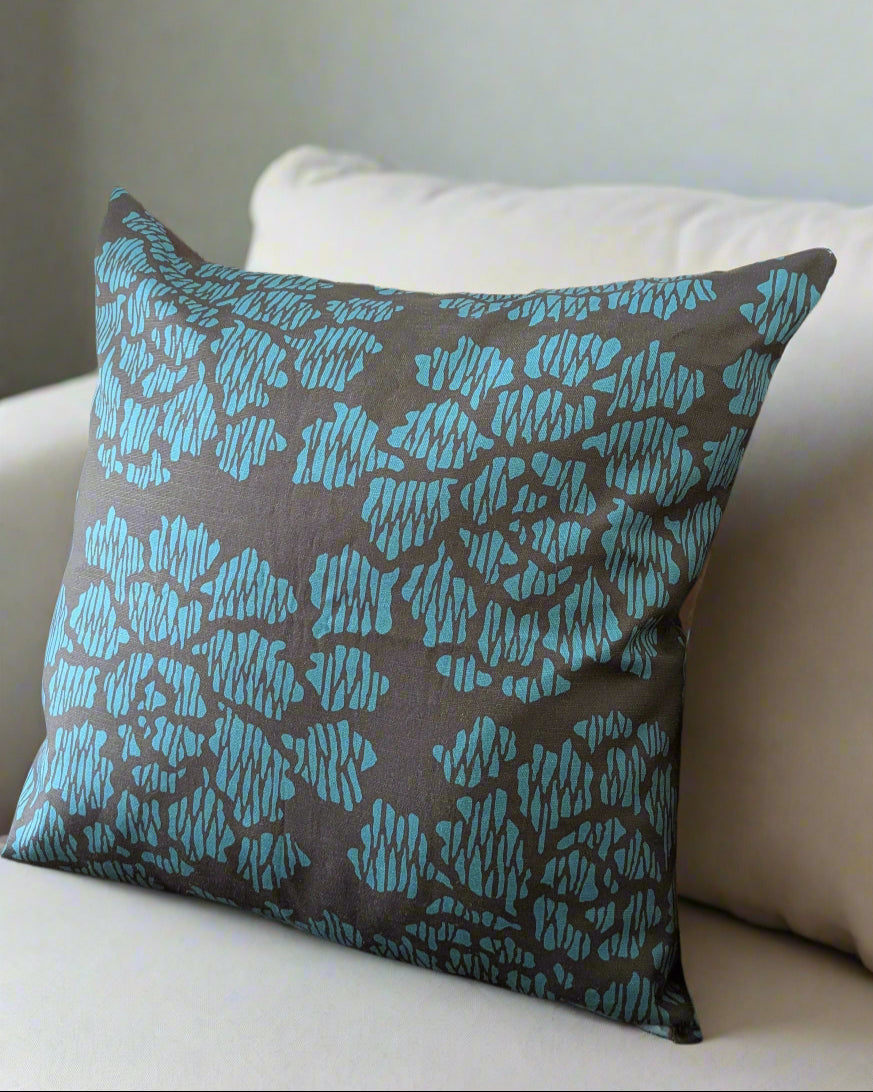 Modern Peony クッション - ティール